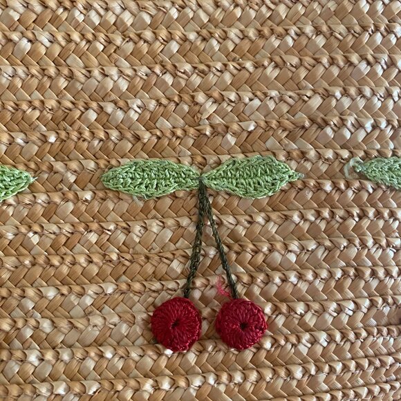 Adorable Kate Spade Rattan Bag with crochet Cherries. So Cute! - Picture 2 of 4